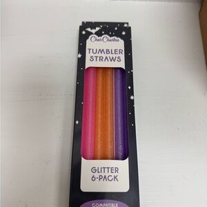 Glitter Tumbler Straws 6-Pack - Pink, Orange, Purple
